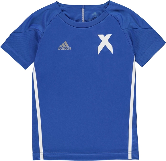 Niebieska koszulka dziecięca Adidas z krótkim rękawem z dżerseju