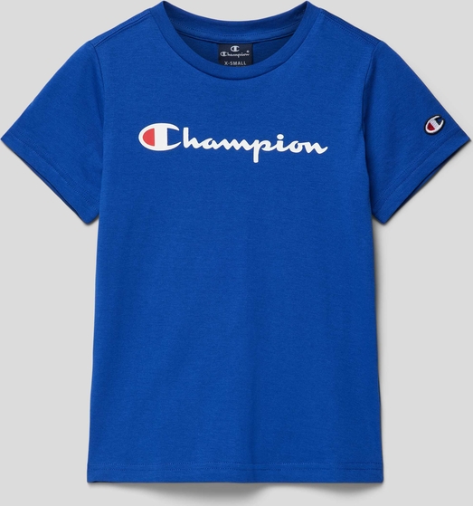 Niebieska koszulka dziecięca Champion z bawełny dla chłopców