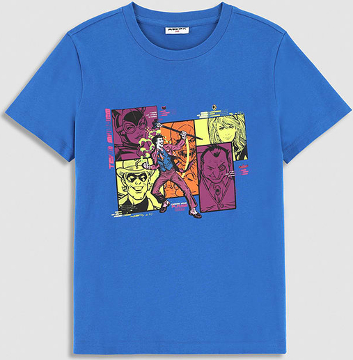 Niebieska koszulka dziecięca Mokida dla chłopców z bawełny