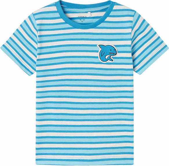 Niebieska koszulka dziecięca Name it dla chłopców w paseczki