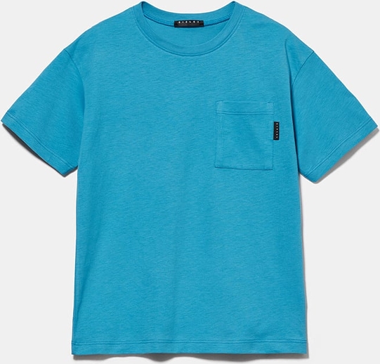 Niebieska koszulka dziecięca Sisley dla chłopców z bawełny