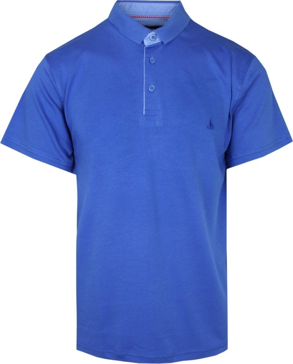 Niebieska koszulka polo Bartex w stylu casual z bawełny z krótkim rękawem