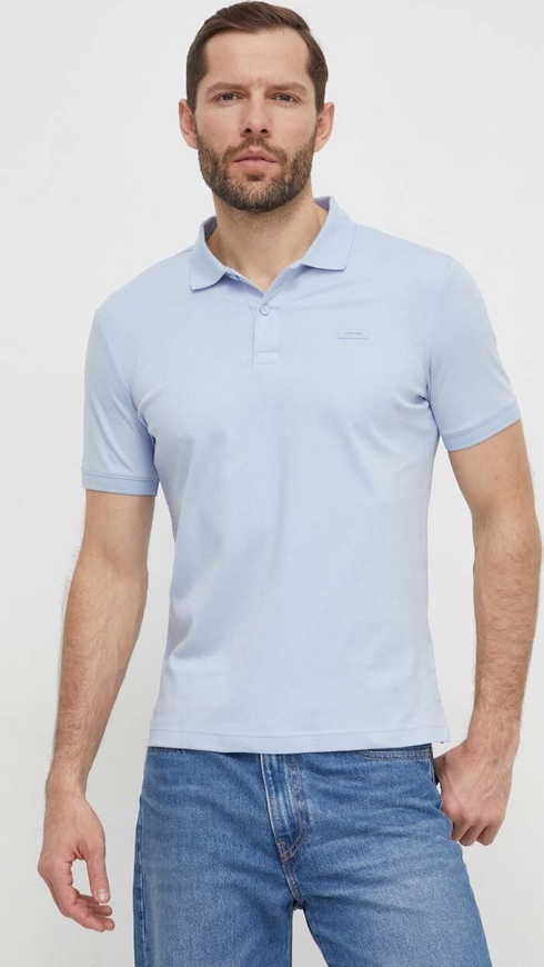 Niebieska koszulka polo Calvin Klein z bawełny