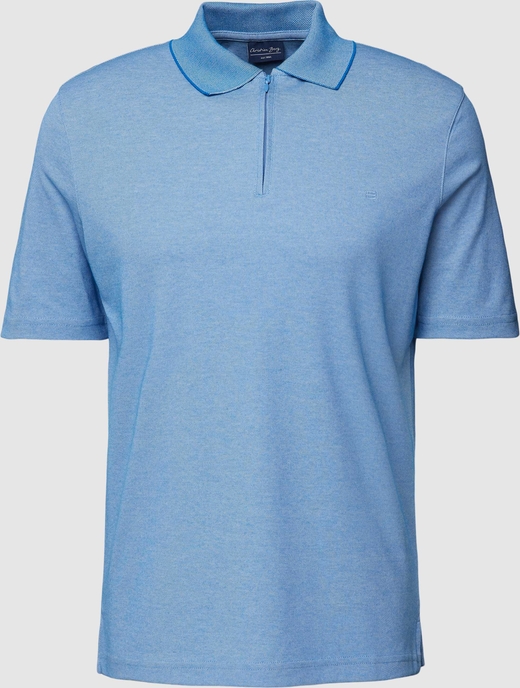Niebieska koszulka polo Christian Berg z bawełny z krótkim rękawem