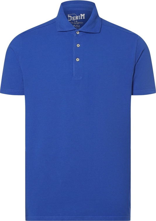Niebieska koszulka polo DENIM by Nils Sundström w stylu casual z bawełny