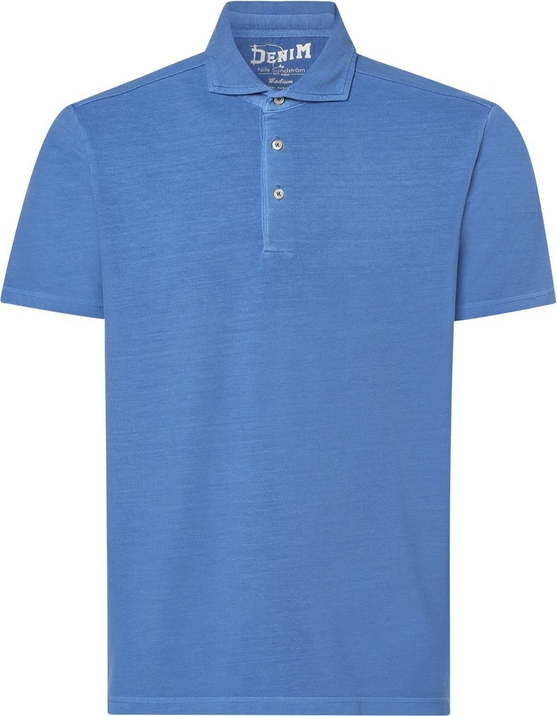 Niebieska koszulka polo DENIM by Nils Sundström w stylu klasycznym z bawełny