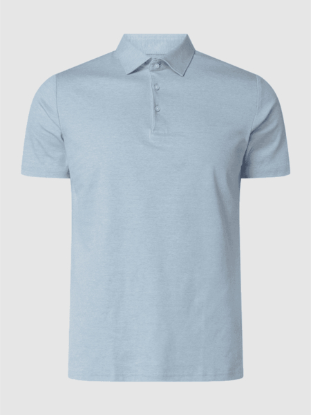 Niebieska koszulka polo Desoto w stylu casual z bawełny z krótkim rękawem