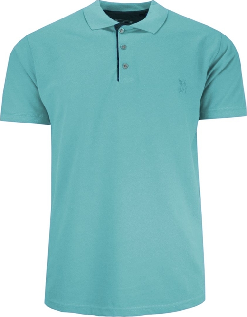 Niebieska koszulka polo Expoman z bawełny z krótkim rękawem w stylu casual