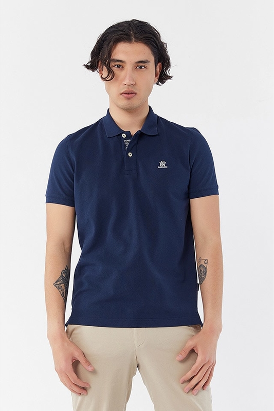 Niebieska koszulka polo Galvanni z krótkim rękawem w stylu casual