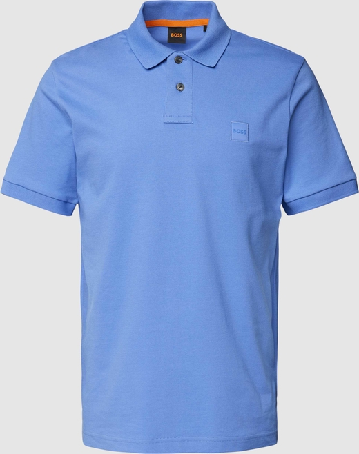 Niebieska koszulka polo Hugo Boss z bawełny z krótkim rękawem