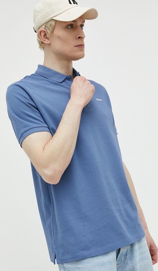 Niebieska koszulka polo Hugo Boss z bawełny z krótkim rękawem w stylu casual