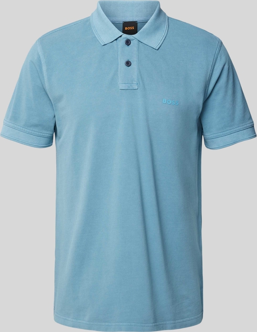 Niebieska koszulka polo Hugo Boss z krótkim rękawem w stylu casual z nadrukiem