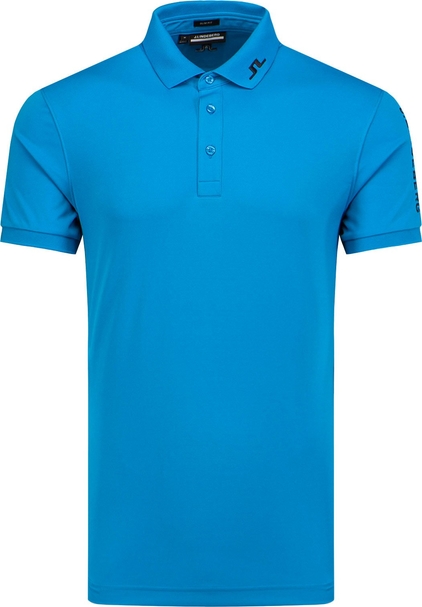Niebieska koszulka polo J. Lindeberg z krótkim rękawem w stylu klasycznym