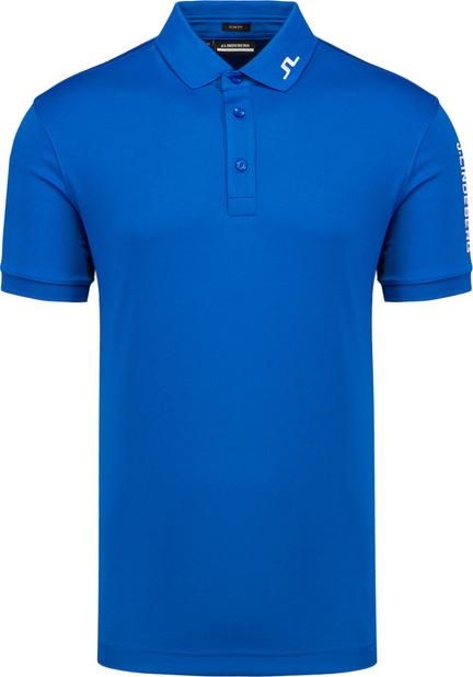 Niebieska koszulka polo J. Lindeberg z krótkim rękawem z tkaniny