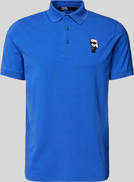Niebieska koszulka polo Karl Lagerfeld z krótkim rękawem w stylu casual