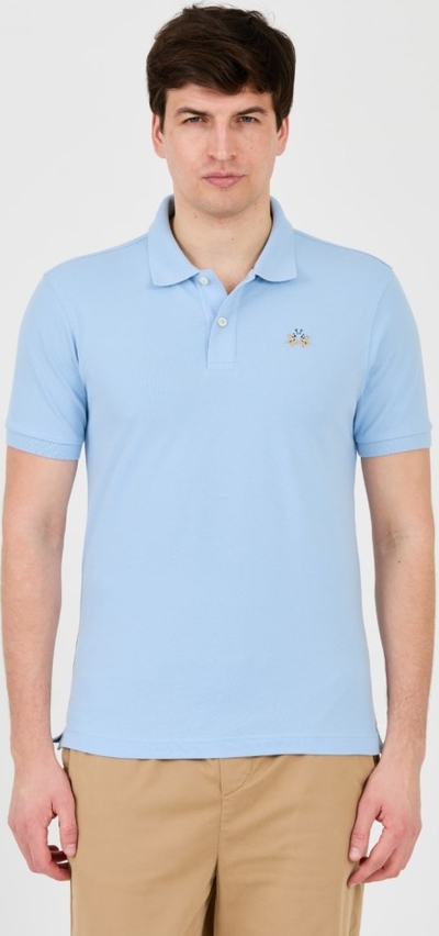 Niebieska koszulka polo La Martina w stylu casual z krótkim rękawem