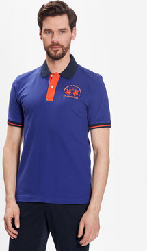 Niebieska koszulka polo La Martina z krótkim rękawem w stylu casual