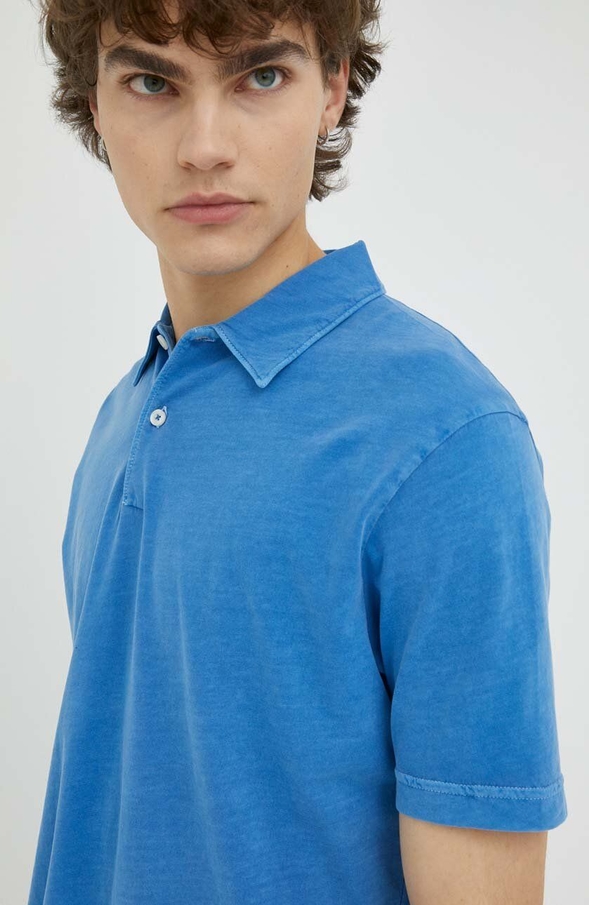 Niebieska koszulka polo Marc O'Polo z bawełny w stylu casual
