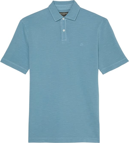 Niebieska koszulka polo Marc O'Polo z bawełny z krótkim rękawem