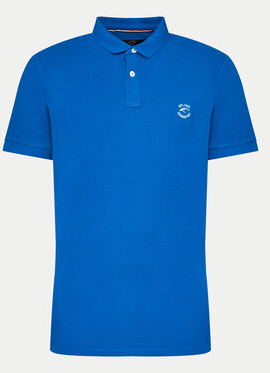 Niebieska koszulka polo MODIVO w stylu casual z krótkim rękawem