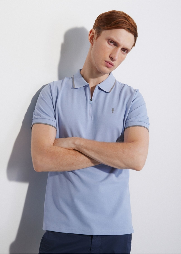 Niebieska koszulka polo Ochnik z krótkim rękawem