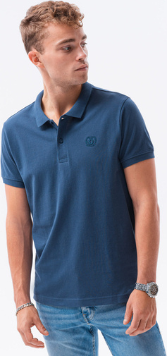 Niebieska koszulka polo Ombre w stylu klasycznym z krótkim rękawem