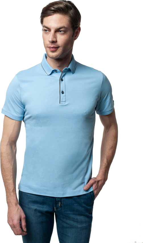 Niebieska koszulka polo Recman z krótkim rękawem