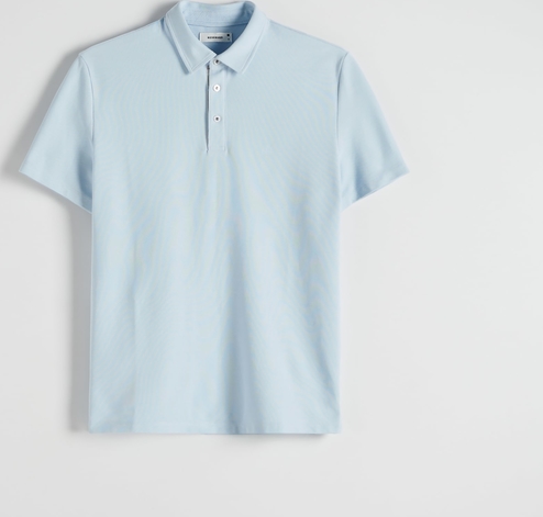 Niebieska koszulka polo Reserved z bawełny z krótkim rękawem