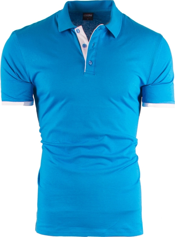 Niebieska koszulka polo Risardi z krótkim rękawem w stylu casual