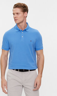 Niebieska koszulka polo Tommy Hilfiger w stylu casual z krótkim rękawem