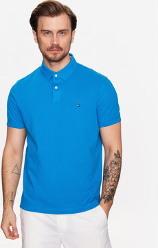 Niebieska koszulka polo Tommy Hilfiger w stylu casual z krótkim rękawem