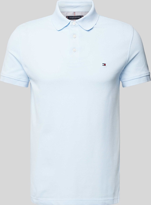 Niebieska koszulka polo Tommy Hilfiger z bawełny w stylu casual z krótkim rękawem