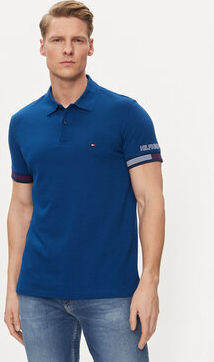 Niebieska koszulka polo Tommy Hilfiger z krótkim rękawem w stylu casual