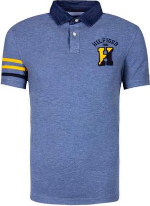 Niebieska koszulka polo Tommy Hilfiger z krótkim rękawem z bawełny