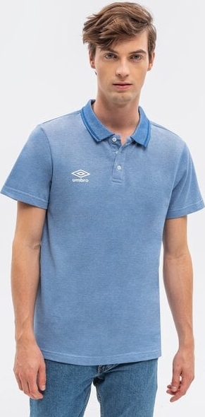 Niebieska koszulka polo Umbro z krótkim rękawem