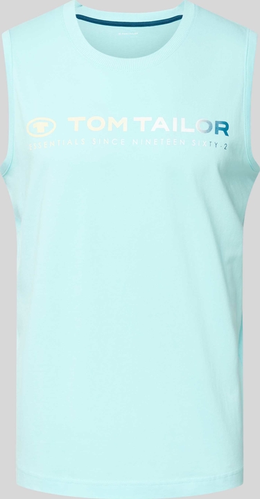 Niebieska koszulka Tom Tailor w młodzieżowym stylu z krótkim rękawem z bawełny