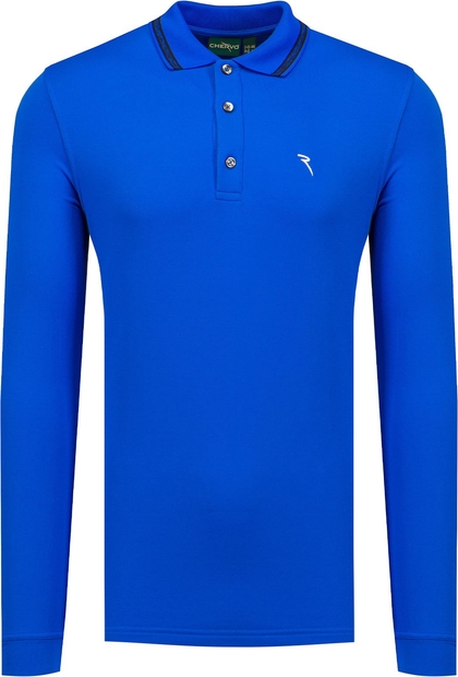 Niebieska koszulka z długim rękawem Chervo z długim rękawem w stylu casual z tkaniny