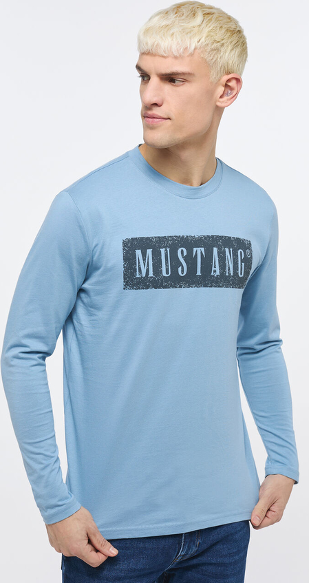 Niebieska koszulka z długim rękawem Mustang z długim rękawem