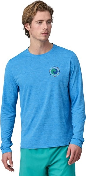 Niebieska koszulka z długim rękawem Patagonia z długim rękawem w sportowym stylu