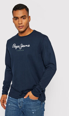 Niebieska koszulka z długim rękawem Pepe Jeans z długim rękawem w młodzieżowym stylu