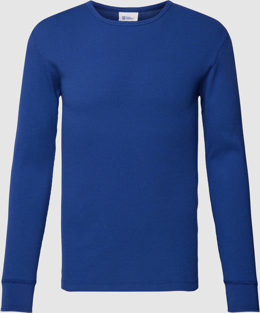 Niebieska koszulka z długim rękawem Schiesser z bawełny