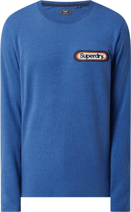 Niebieska koszulka z długim rękawem Superdry z długim rękawem w stylu casual z bawełny