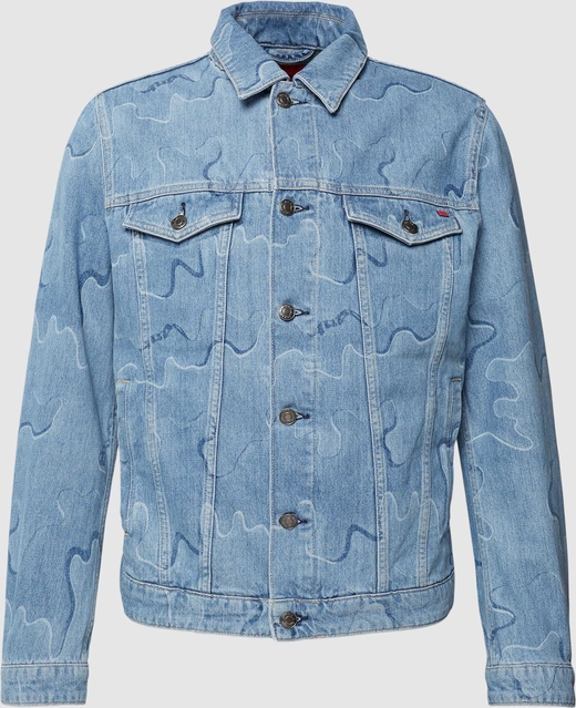 Niebieska kurtka Hugo Boss krótka w młodzieżowym stylu z jeansu