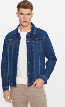 Niebieska kurtka Jack & Jones krótka w młodzieżowym stylu z jeansu