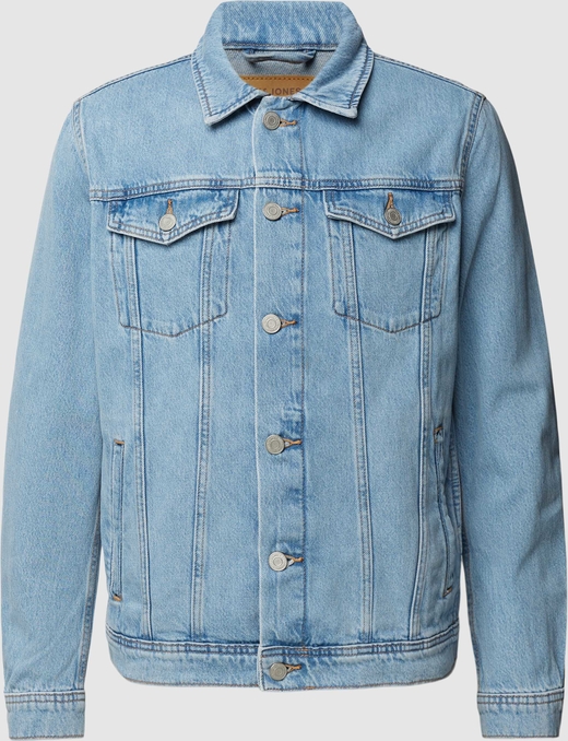 Niebieska kurtka Jack & Jones krótka z jeansu w stylu casual