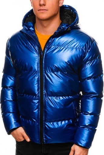 Niebieska kurtka Ombre krótka w stylu casual