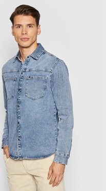 Niebieska kurtka Only & Sons krótka w stylu casual z jeansu