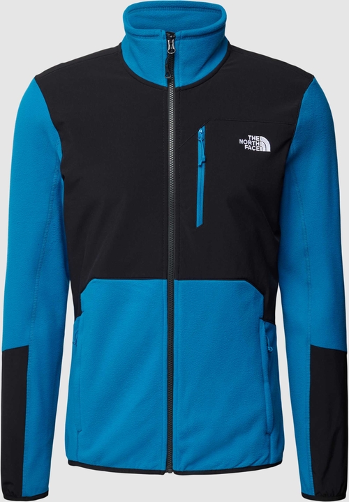 Niebieska kurtka The North Face krótka z wełny w sportowym stylu