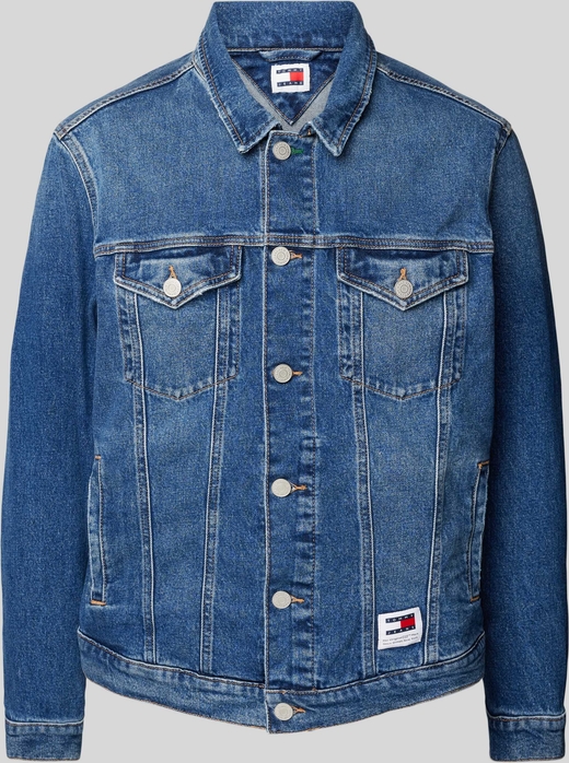 Niebieska kurtka Tommy Jeans krótka w młodzieżowym stylu