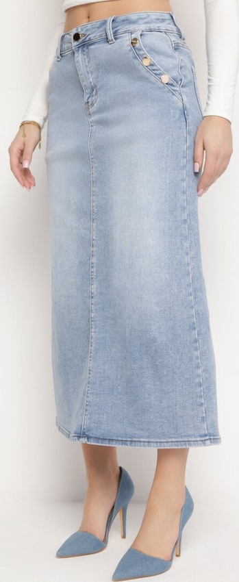 Niebieska spódnica born2be midi w stylu klasycznym z jeansu